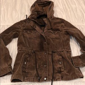 brown corduroy zip up & button up jacket